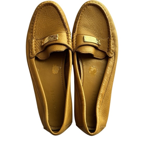 Coach Fredrica Tan Pebbled Leather Diving Mocs Flats Loafers Size 7.5 - Picture 13 of 14